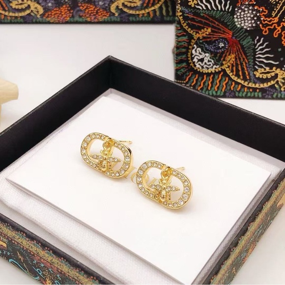 Dior Gold and Crystal Earrings - Picture 1 of 5